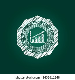 growth chart icon inside chalkboard emblem