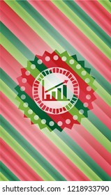 growth chart icon inside christmas emblem.