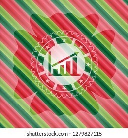 growth chart icon inside christmas emblem.