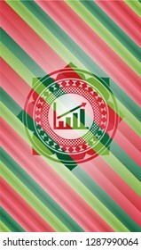 growth chart icon inside christmas colors emblem.