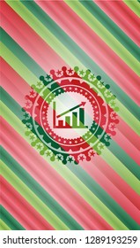 growth chart icon inside christmas colors emblem.
