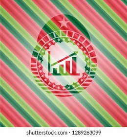 growth chart icon inside christmas emblem.