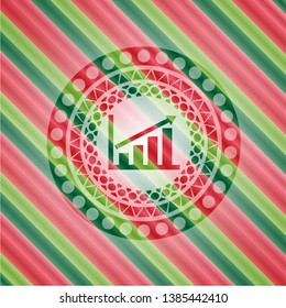 growth chart icon inside christmas style badge..