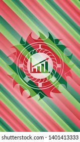 growth chart icon inside christmas colors badge.