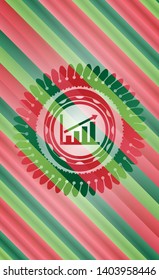 growth chart icon inside christmas colors style badge.