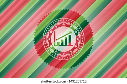 growth chart icon inside christmas emblem background.