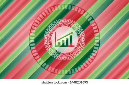 growth chart icon inside christmas colors style emblem.