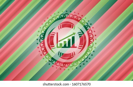 growth chart icon inside christmas emblem background.