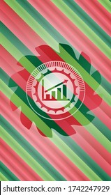 icono de gráfico de crecimiento dentro del emblema de estilo de colores de navidad. 