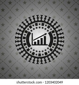 growth chart icon inside dark emblem. Retro