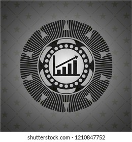 growth chart icon inside dark emblem. Retro