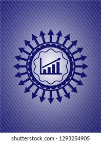 growth chart icon inside emblem with jean high quality background
