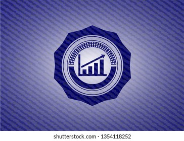 growth chart icon inside emblem with jean background