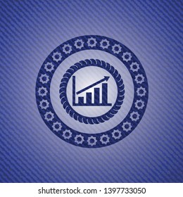 growth chart icon inside emblem with jean background