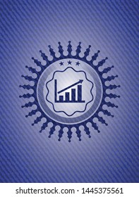 growth chart icon inside emblem with denim high quality background