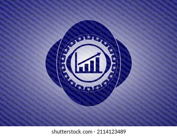 growth chart icon inside emblem with jean background. 