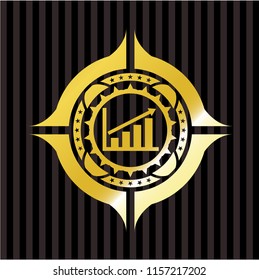 growth chart icon inside gold badge or emblem