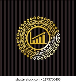 growth chart icon inside gold badge or emblem