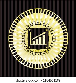 growth chart icon inside gold shiny badge
