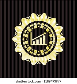 growth chart icon inside gold emblem or badge