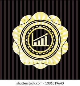 growth chart icon inside gold emblem or badge