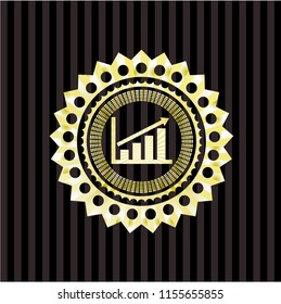growth chart icon inside golden badge or emblem