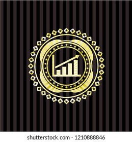 growth chart icon inside golden badge or emblem