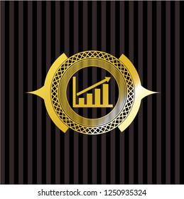 growth chart icon inside golden badge or emblem
