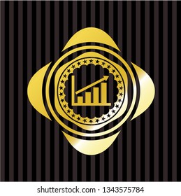 growth chart icon inside golden badge or emblem