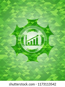 growth chart icon inside green mosaic emblem