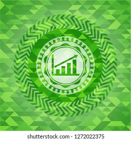 growth chart icon inside green emblem with mosaic background