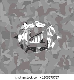 growth chart icon inside grey camo texture