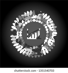 growth chart icon inside grey camo emblem
