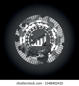 growth chart icon inside grey camouflage texture