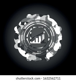 growth chart icon inside grey camouflage texture