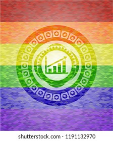 growth chart icon inside lgbt colors emblem 