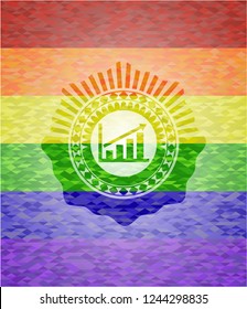 growth chart icon inside lgbt colors emblem 