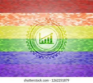 growth chart icon inside lgbt colors emblem 