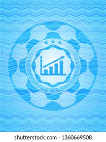 growth chart icon inside light blue water wave emblem.