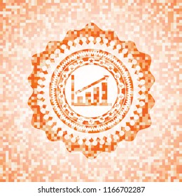 growth chart icon inside orange mosaic emblem with background
