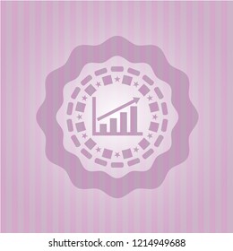 growth chart icon inside pink emblem. Vintage.