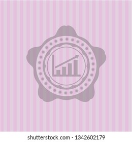 growth chart icon inside pink icon or emblem
