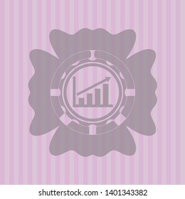 growth chart icon inside pink emblem. Retro