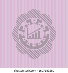 growth chart icon inside pink emblem. Vintage.