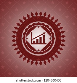 growth chart icon inside realistic red emblem