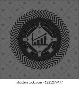 growth chart icon inside realistic black emblem