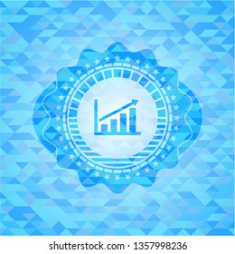 growth chart icon inside realistic light blue mosaic emblem