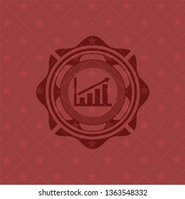 growth chart icon inside realistic red emblem