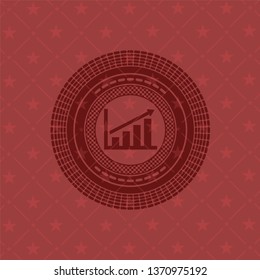 growth chart icon inside realistic red emblem