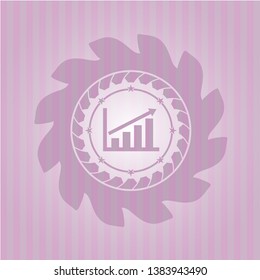 growth chart icon inside realistic pink emblem